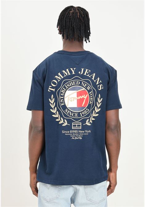 Blue short-sleeved T-shirt for men with maxi logo print TOMMY JEANS | DM0DM18540C1GC1G